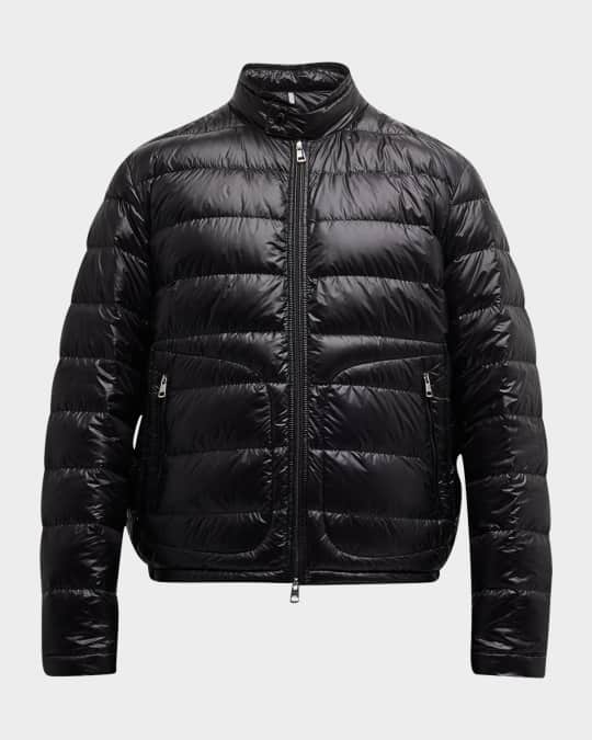 Moncler Men's Acorus Nylon Puffer Moto Jacket | Neiman Marcus