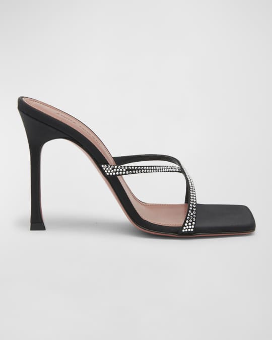 Amina Muaddi Adriana Crystal Crisscross Stiletto Sandals Neiman