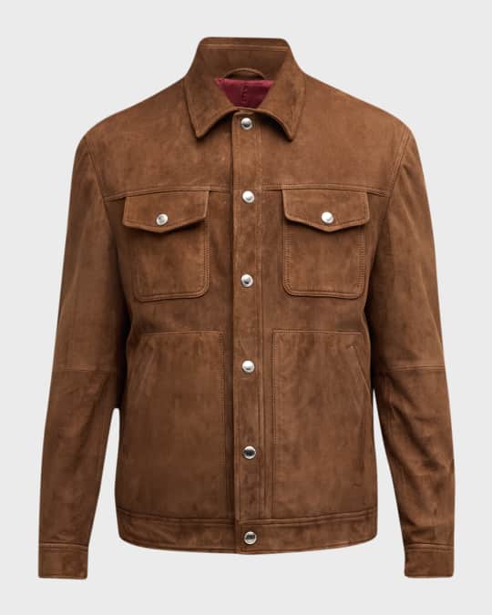 Brunello Cucinelli Men's Classic Suede Trucker Jacket