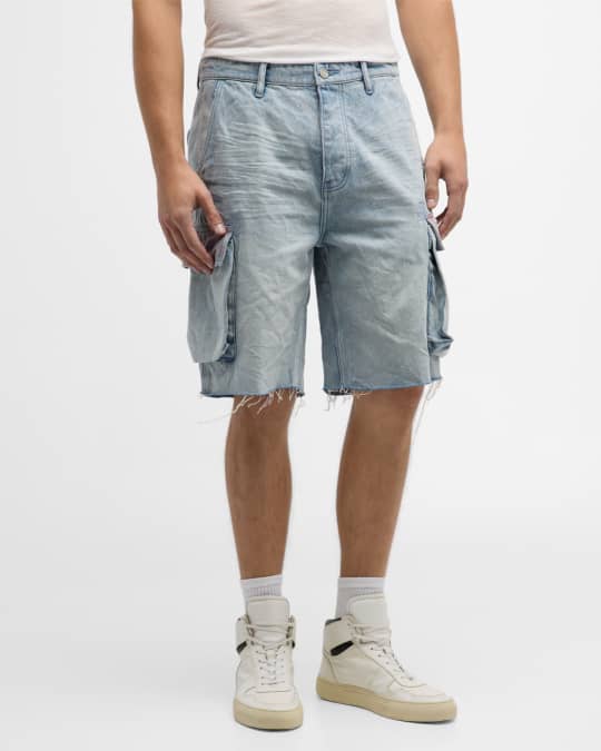 PURPLE Men s Distressed Denim Cargo Shorts Neiman Marcus
