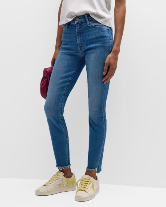 MOTHER The Stunner Zip Ankle Step Fray Jeans Neiman Marcus