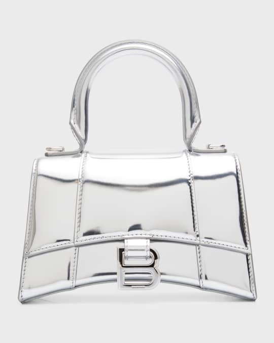 Balenciaga Hourglass S Bag in Silver Leather Silvery Metallic ref