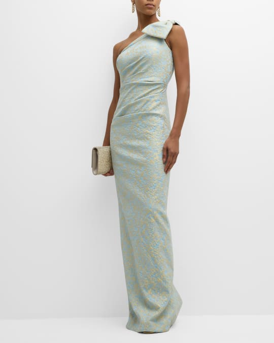 Teri jon asymmetrical gown with ruffle accent on sale