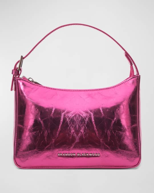 Brandon Blackwood Cortni Crushed Metallic Leather Shoulder Bag | Neiman ...