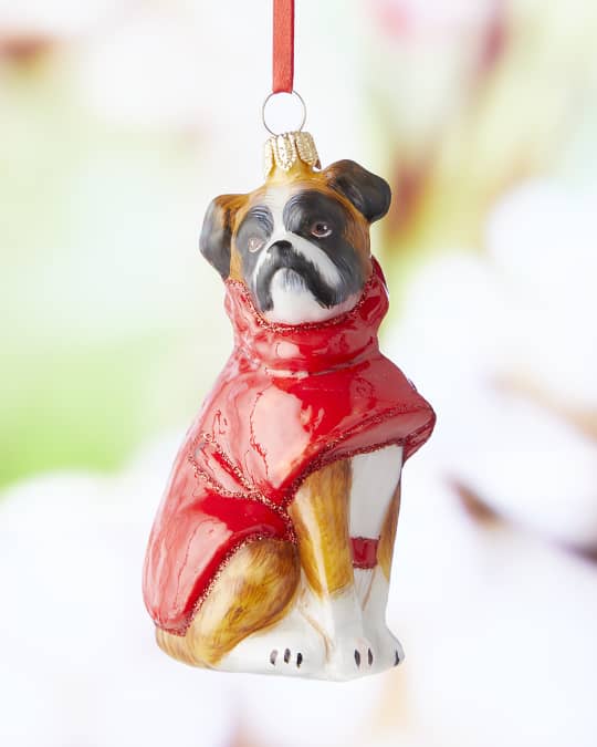 Joy To The World Collectibles Boxer In Coat Christmas Ornament