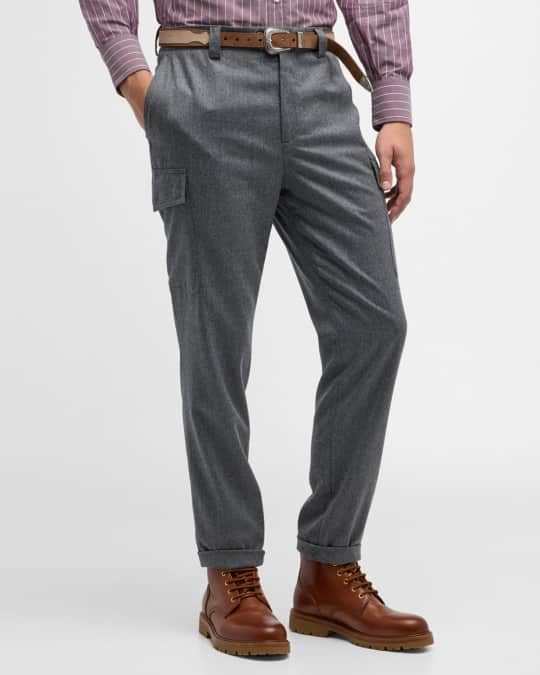 【関税&送料込】Brunello Cucinelli Flannel Cropped Trousers Brunello Cucinelli 'Leisure Fit' Short Cropped Burgundy