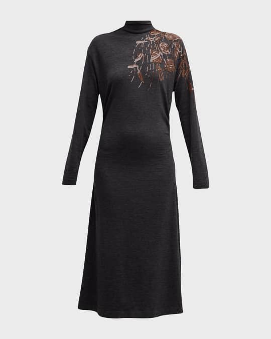 Brunello Cucinelli sequin-embellished midi dress - Blue
