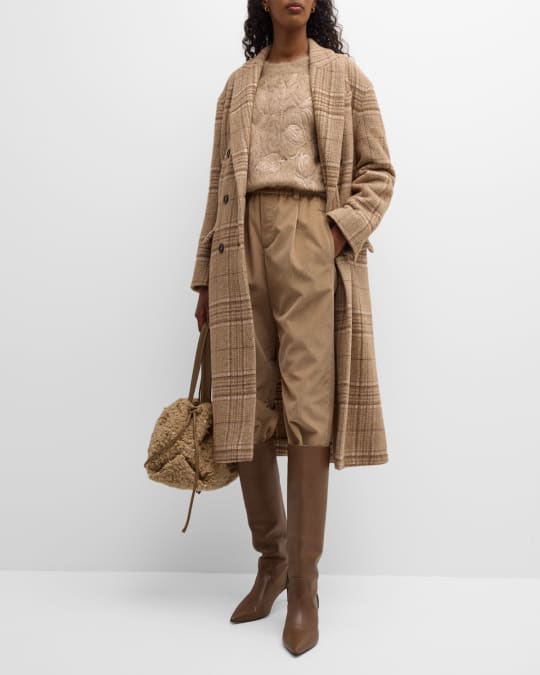 Plaid Double Breasted Wool Alpaca Overcoat