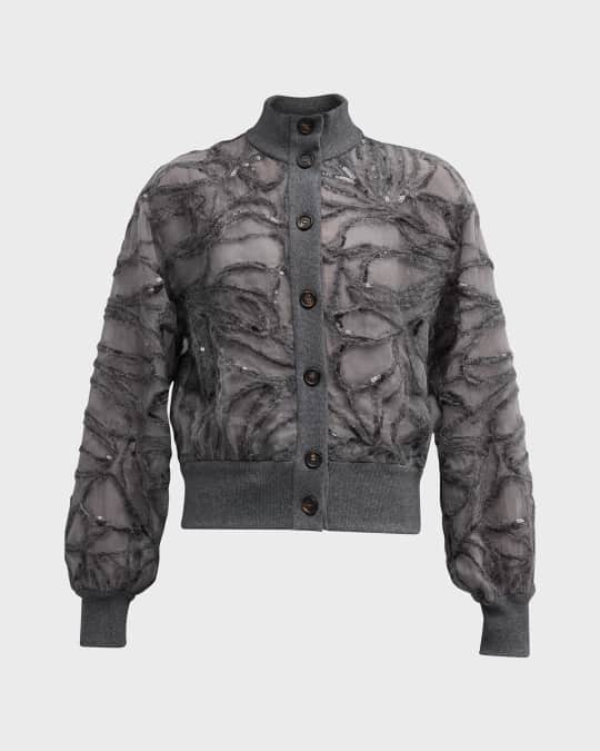 Cardigan En Mohair Brunello Cucinelli - Broderie Paillettes Monili - Taille XS - Neuf