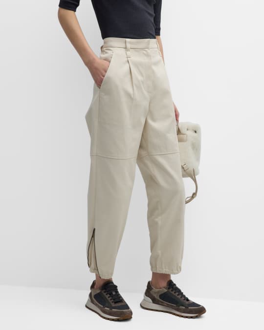 パンツ Brunello Cucinelli Stretch Cotton Trousers With Monile Brunello Cucinelli - Gray Stretch Cotton Jogger | Mitchell