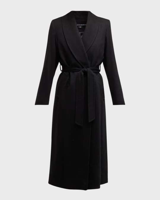 Cashmere Belted Wrap Coat with Pick Stitched Detail