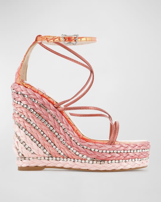 Venus Metallic Croc Embossed Leather Espadrille Sandals