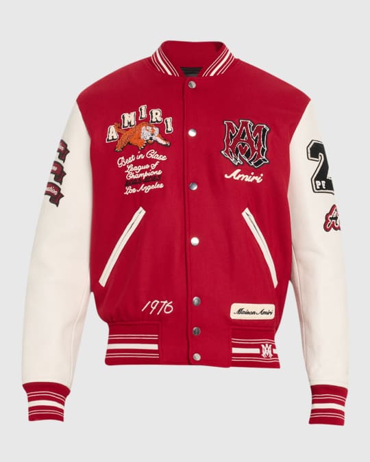 最前線の Amiri Men's Wool Vintage Patch Varsity Bomber Jacket ジャケット・アウター