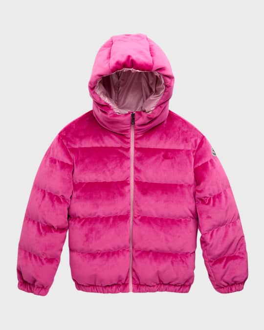 Moncler pink velvet puffer jacket outlet