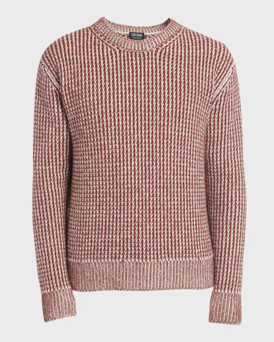 ZEGNA Men's Cashmere Jacquard Crewneck Sweater | Neiman Marcus ZEGNA Men's Cashmere Jacquard Crewneck Sweater | Neiman Marcus