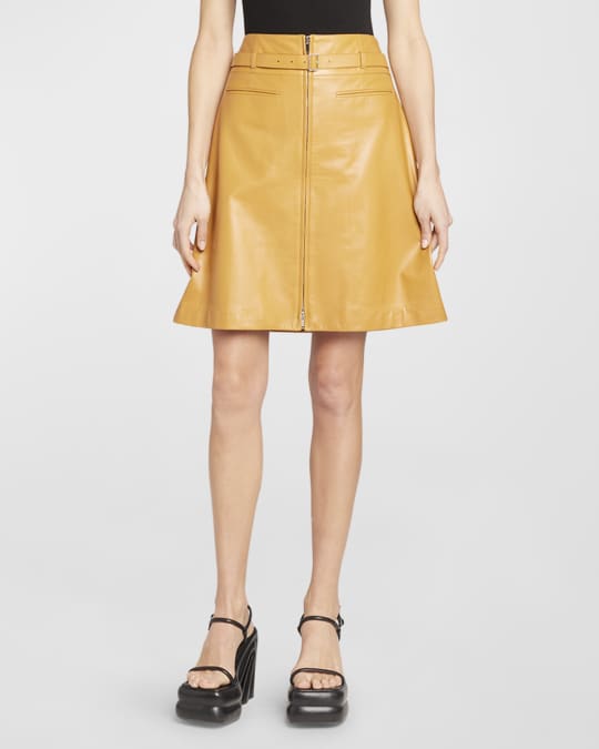 Proenza Schouler Glossy Leather Belted Skirt | Neiman Marcus