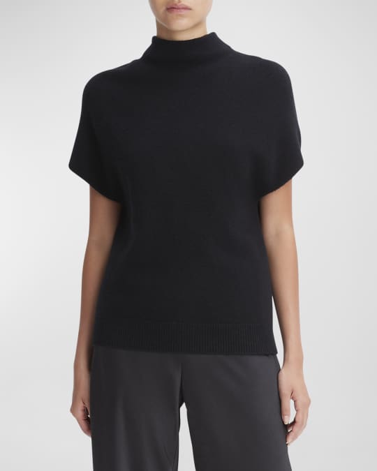 Vince Wool and Cashmere Short Sleeve Mock Neck Sweater Neiman Marcus
