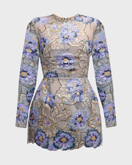 bronx and banco violet embellished mini dress Bronx Banco Violet Sequin Embroidered Bodycon Mini Dress