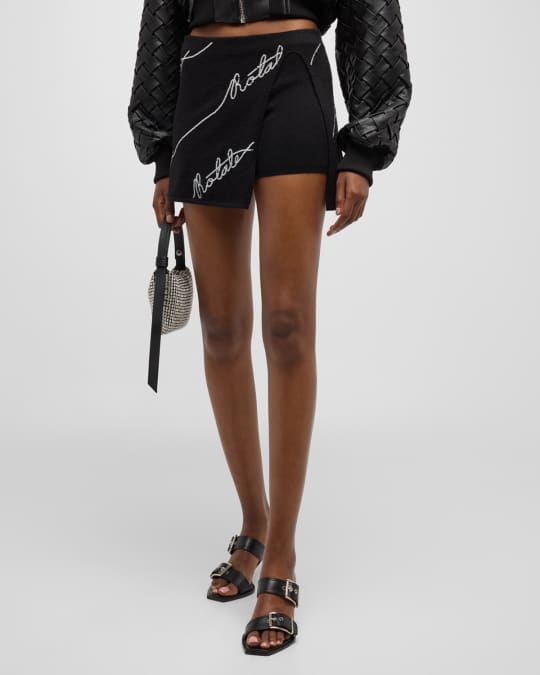 Rotate Birger Christensen Knit Sequin Logo Mini Skirt