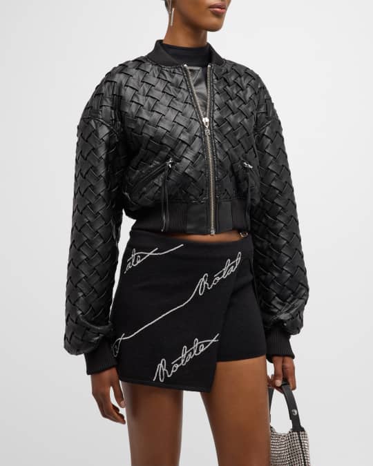 Rotate Birger Christensen Braided Faux-Leather Cropped