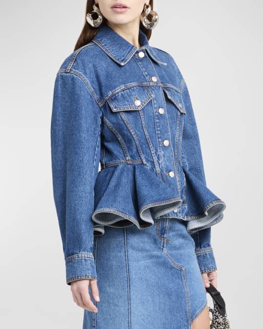 Alexander mcqueen on sale peplum denim jacket