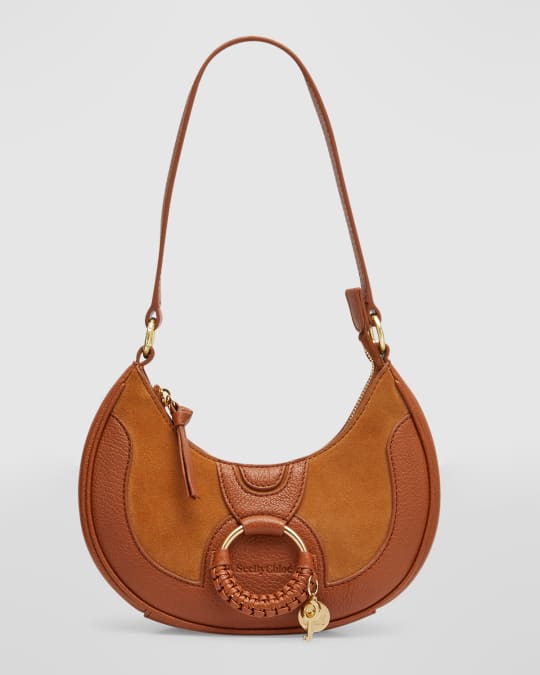 Hana Half Moon Suede Leather Shoulder Bag