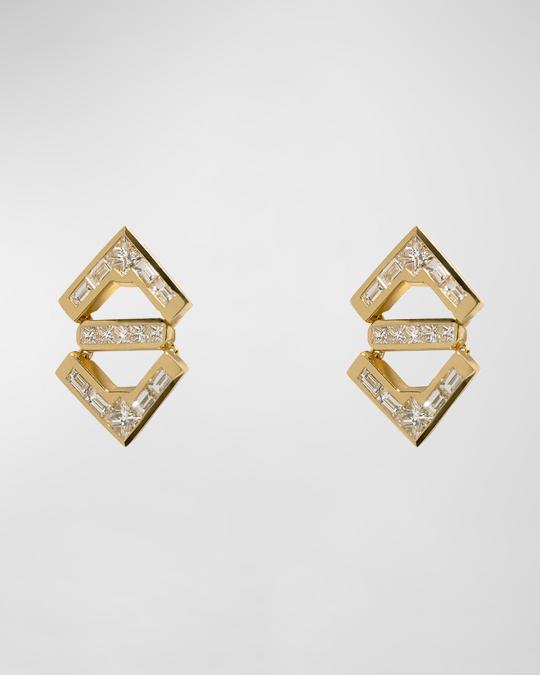 AZLEE 18k Yellow Gold Glow Diamond Earrings | Neiman Marcus