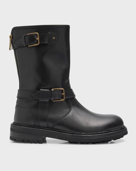 Dolce Gabbana Men s Bernini Leather Biker Boots Neiman Marcus