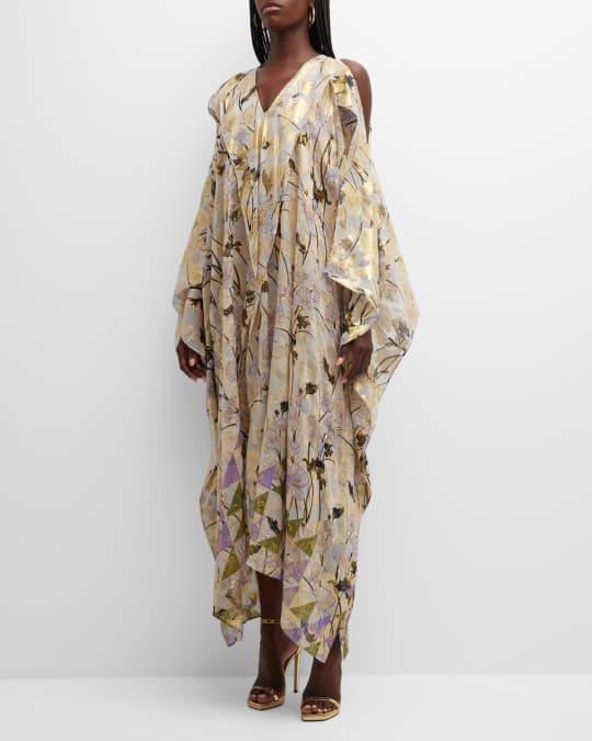 Geometric Frieze Print Jacquard Kaftan Dress
