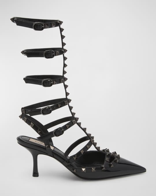 Valentino Garavani Rockstud Leather Ankle Strap Pumps Neiman Marcus