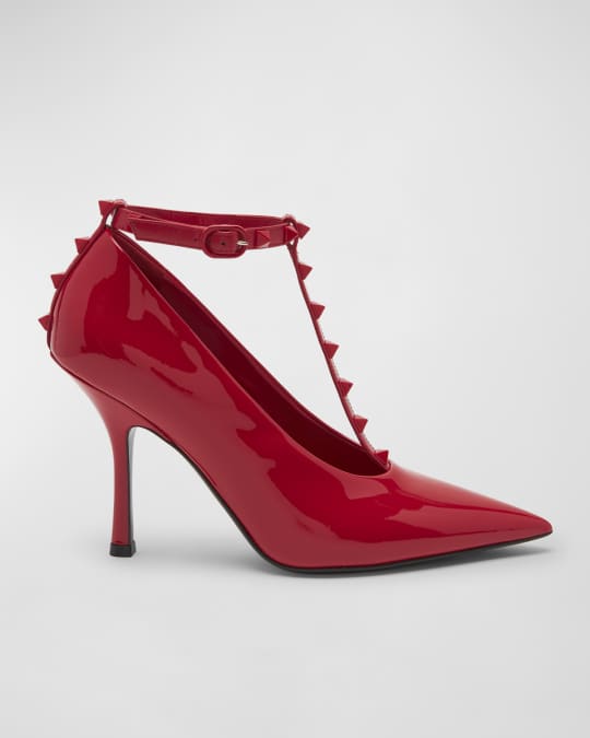 Valentino Garavani Rockstud Patent T Strap Pumps Neiman Marcus