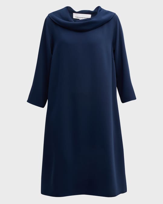 Caroline Rose Cowl Neck Matte Crepe Midi Shift Dress Neiman Marcus