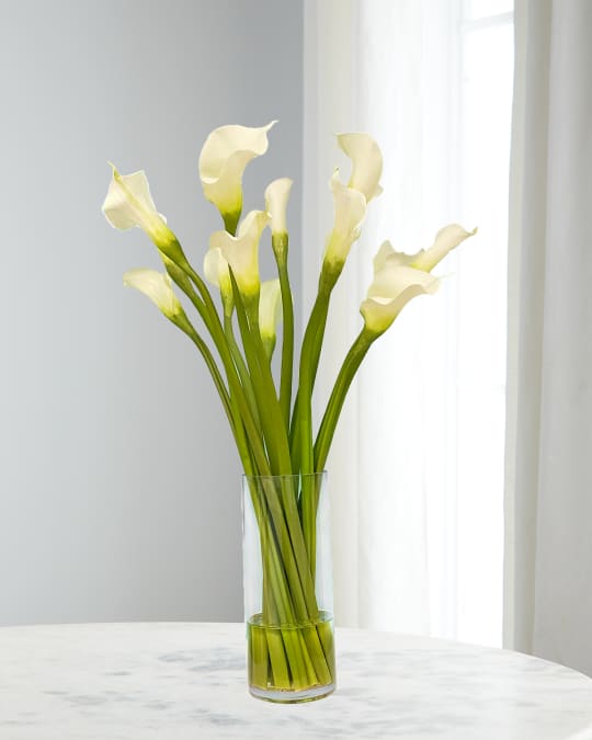 Calla Lily Faux Floral Arrangement in Cylinder Vase 