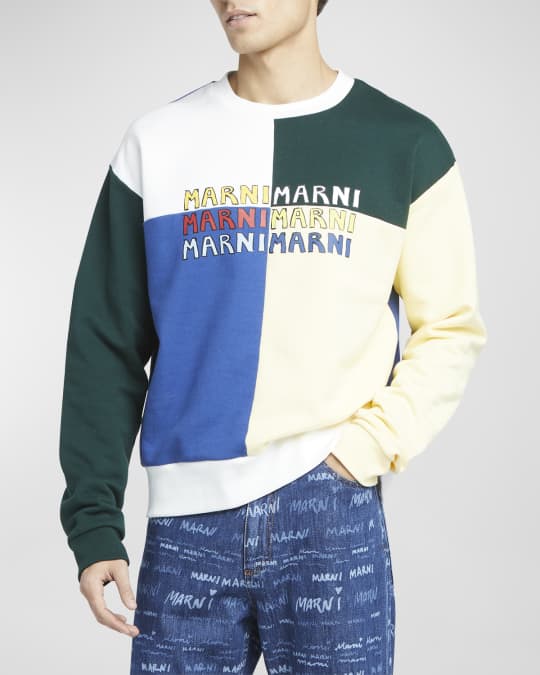 Marni Men s Colorblock Logo Sweatshirt Neiman Marcus