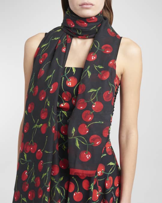 Dolce&Gabbana Cherries Cashmere-Modal Scarf | Neiman Marcus
