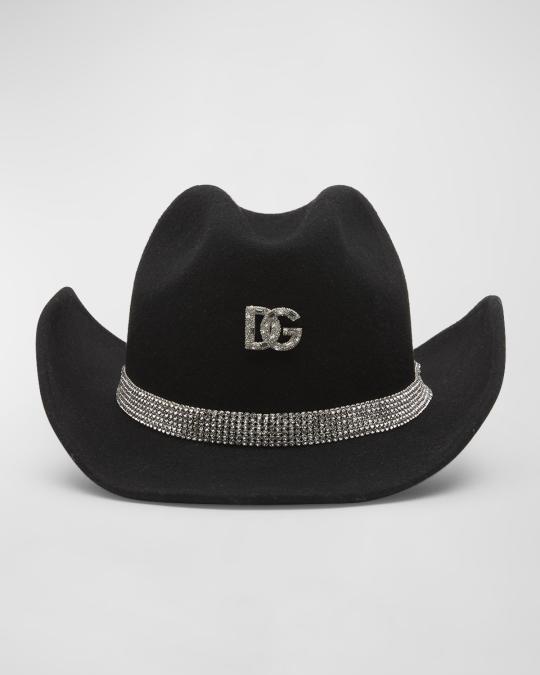 Dolce&Gabbana Crystal-Embellished DG Wool Cowboy Hat  display picture 2