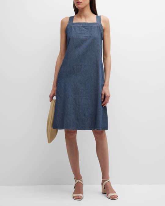 Eileen Fisher Sleeveless Square-Neck Knee-Length Dress | Neiman Marcus
