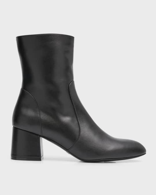 Flareblock Leather Zip Ankle Booties