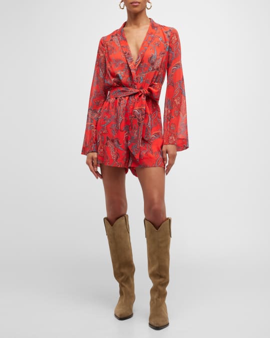 L'Agence Arabell Long-Sleeve Romper | Neiman Marcus