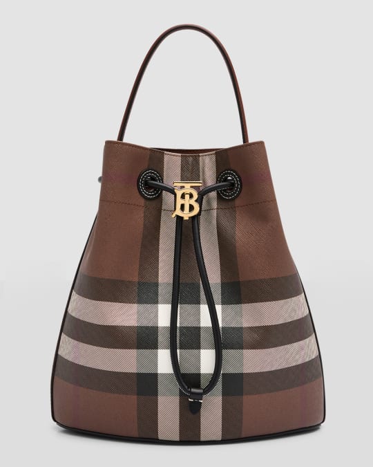 Burberry Small Check Leather Bucket Bag Neiman Marcus