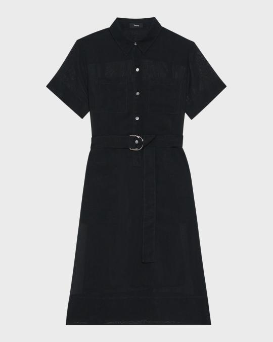 theory layered dress Short-Sleeve Belted Shirtdress Ladies dresses