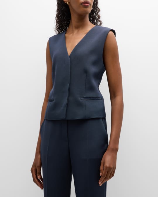 Theory Slim Oxford Crepe Vest | Neiman Marcus