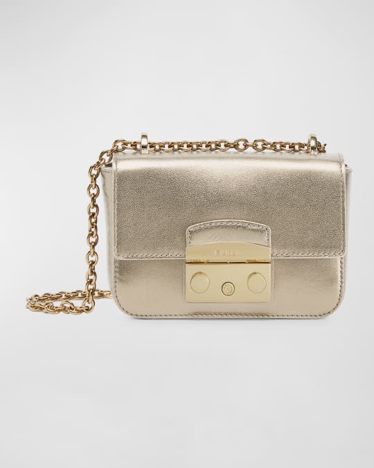 Furla Metropolis Mini Metallic Leather Crossbody Bag Neiman Marcus
