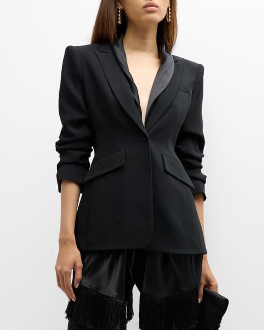 Fringe crepe blazer