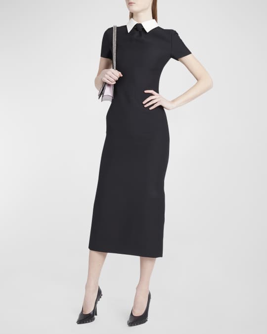 Valentino Garavani Crepe Couture Tuxedo Midi Dress | Neiman Marcus