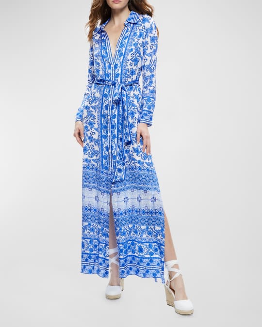 【Alice+Olivia】CHASSIDY ベルスリーブ マキシ丈 シャツドレス Alice + Olivia Chassidy Maxi Shirtdress | Neiman Marcus