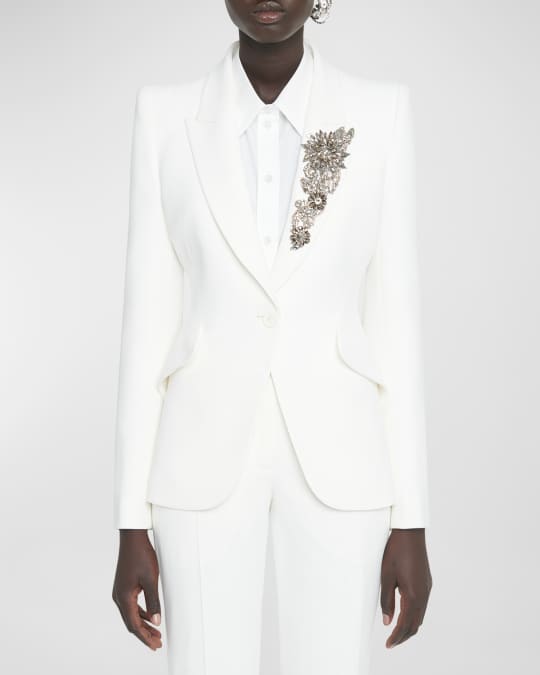McQueen Crystal Single-Breasted Blazer Jacket | Neiman Marcus