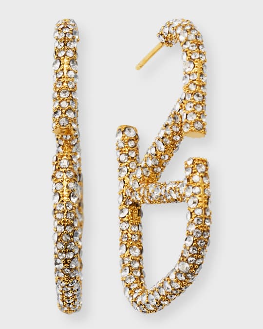 Valentino Garavani Gold VLogo Strass Earrings
