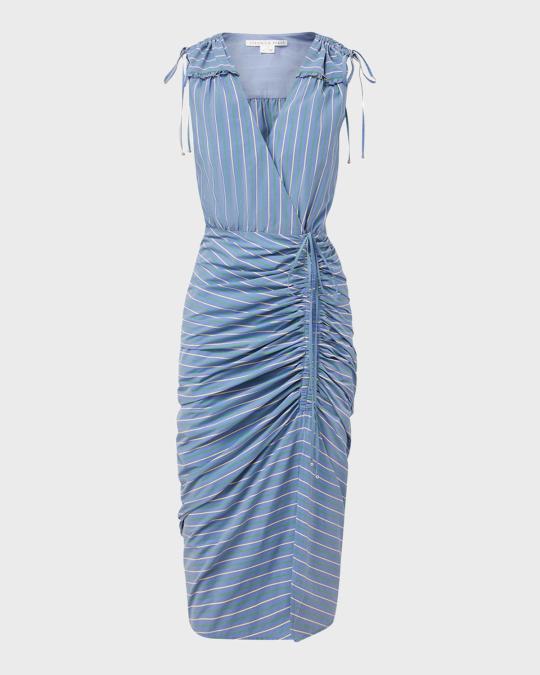 veronica beard teagan ruched dress Veronica Beard Teagan Ruched Stretch-Silk Dress