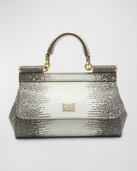 Dolce&Gabbana Sicily Small Lizard Top-Handle Bag | Neiman Marcus
